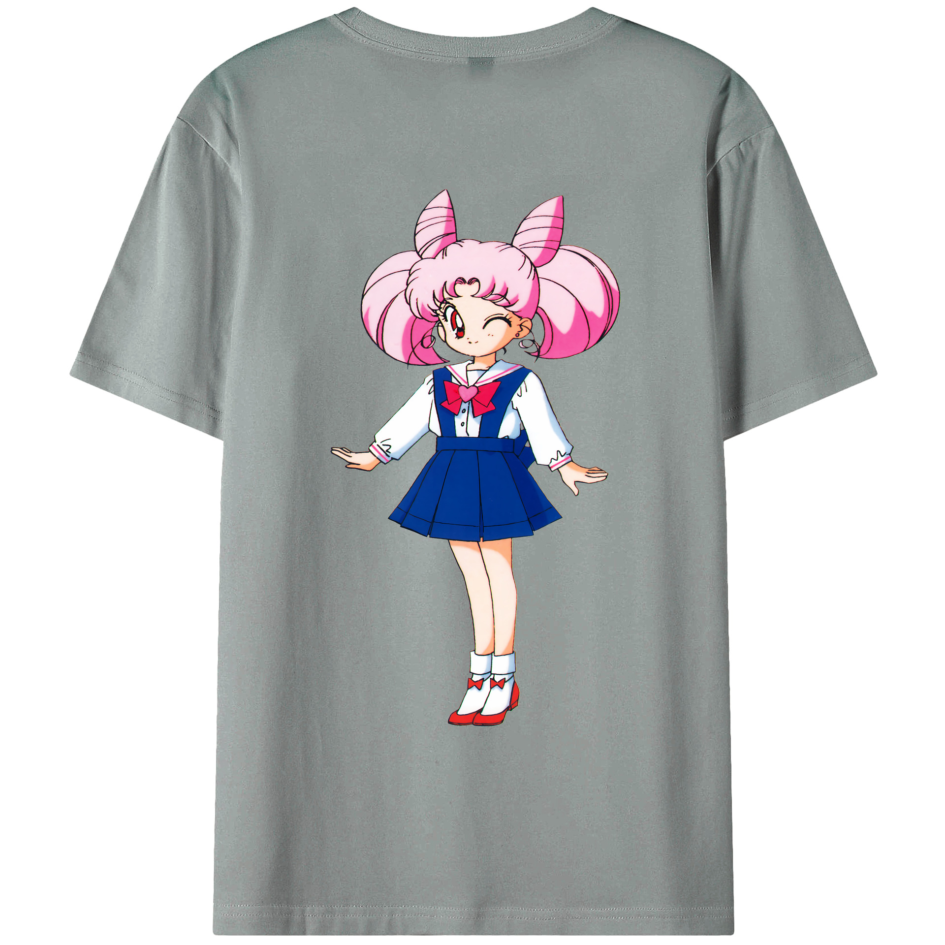 （画像用） 美少女戦士セーラームーン ちびうさ Sailor Moon Chibiusa Tsukino Usagi Small Lady Serenity 綿100％ メンズ半袖Tシャツ（バックプリント） 通気性